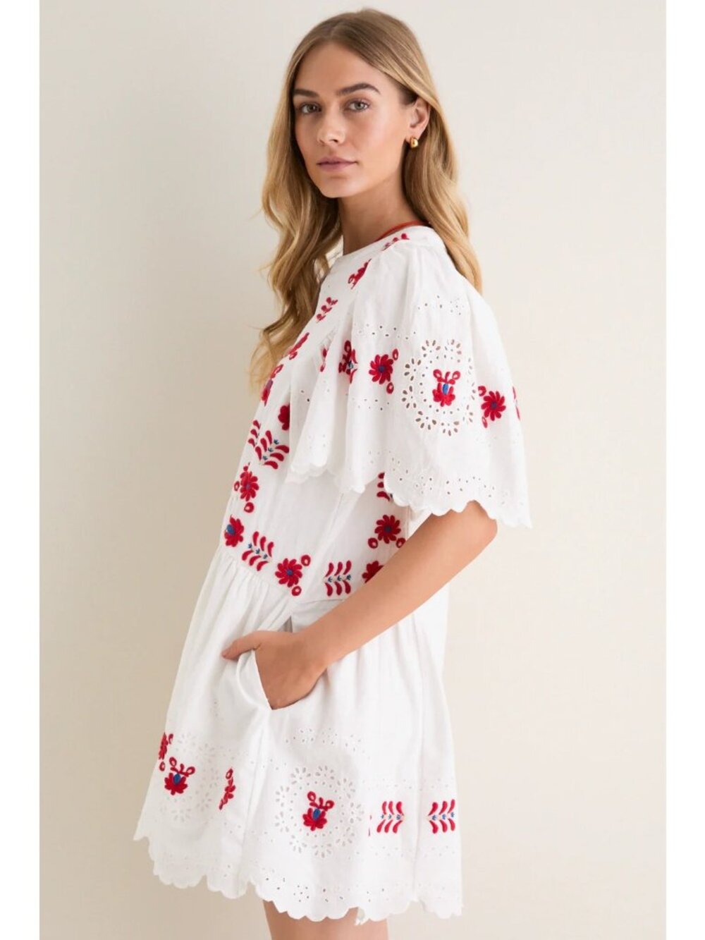 SEA NEW YORK Catharina Embroidery Mini Dress Cream Size Large NWT - Picture 2 of 9